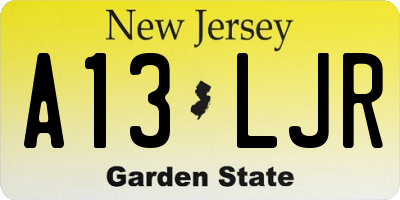 NJ license plate A13LJR