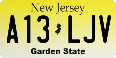 NJ license plate A13LJV