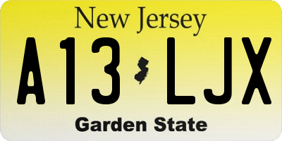 NJ license plate A13LJX