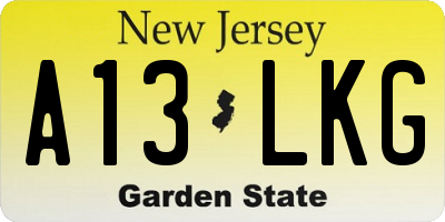 NJ license plate A13LKG