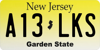 NJ license plate A13LKS