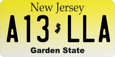 NJ license plate A13LLA