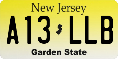 NJ license plate A13LLB