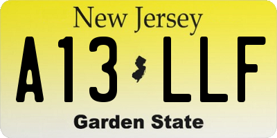 NJ license plate A13LLF
