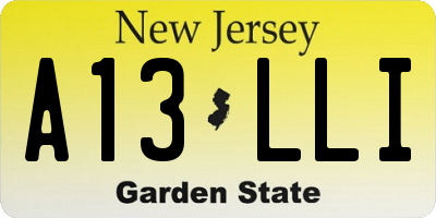 NJ license plate A13LLI