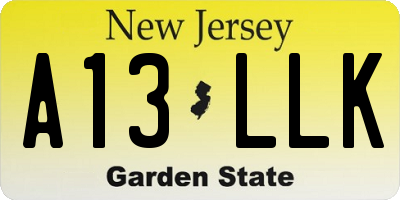 NJ license plate A13LLK