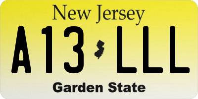 NJ license plate A13LLL