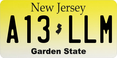 NJ license plate A13LLM