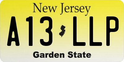 NJ license plate A13LLP