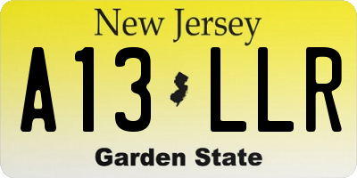 NJ license plate A13LLR