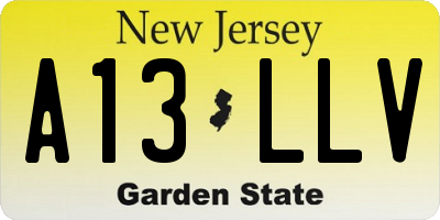 NJ license plate A13LLV
