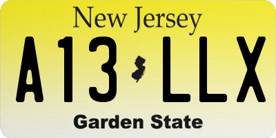 NJ license plate A13LLX