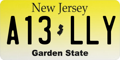 NJ license plate A13LLY