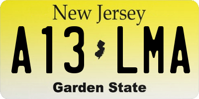 NJ license plate A13LMA