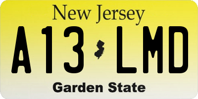 NJ license plate A13LMD