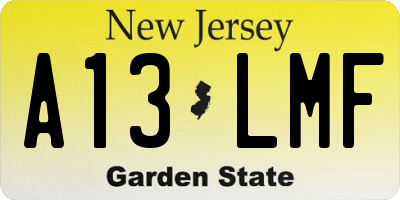 NJ license plate A13LMF