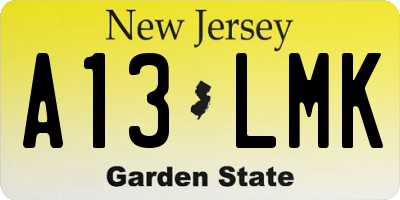 NJ license plate A13LMK