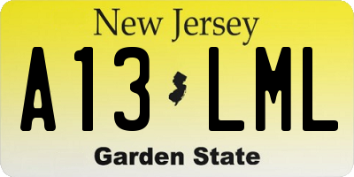 NJ license plate A13LML