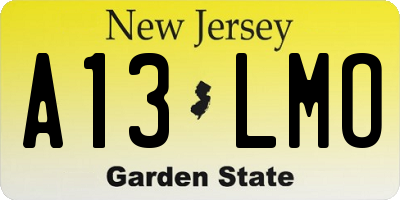 NJ license plate A13LMO