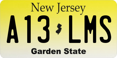 NJ license plate A13LMS