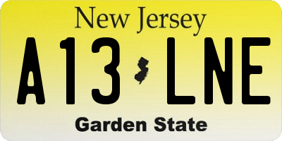 NJ license plate A13LNE