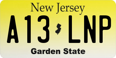 NJ license plate A13LNP
