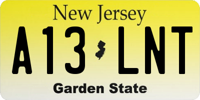 NJ license plate A13LNT