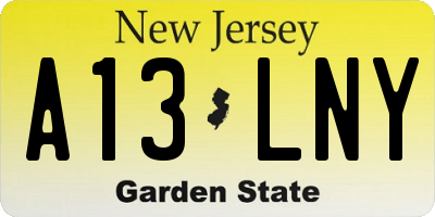 NJ license plate A13LNY