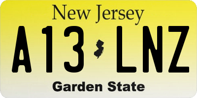 NJ license plate A13LNZ