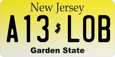 NJ license plate A13LOB