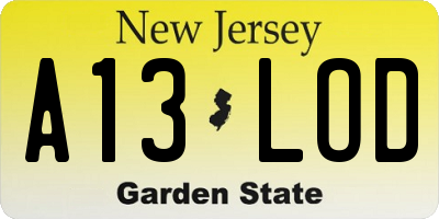 NJ license plate A13LOD