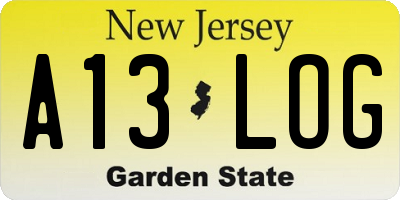 NJ license plate A13LOG