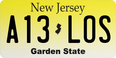 NJ license plate A13LOS