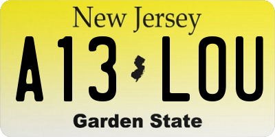 NJ license plate A13LOU