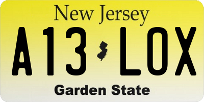 NJ license plate A13LOX