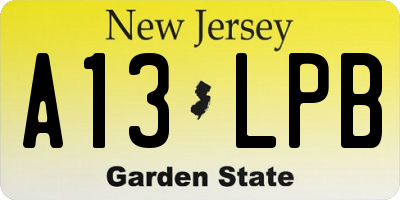 NJ license plate A13LPB