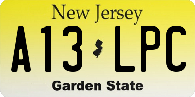 NJ license plate A13LPC