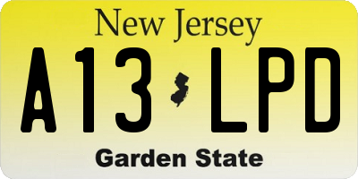 NJ license plate A13LPD