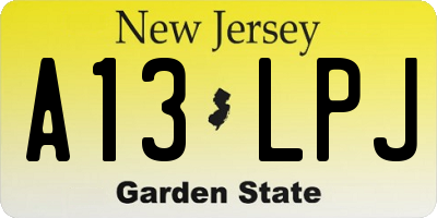 NJ license plate A13LPJ