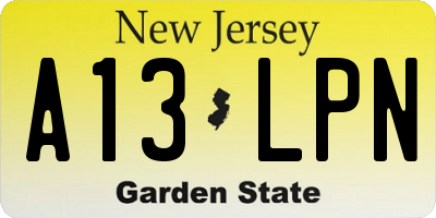 NJ license plate A13LPN