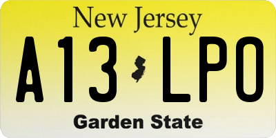 NJ license plate A13LPO