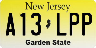 NJ license plate A13LPP