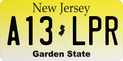 NJ license plate A13LPR
