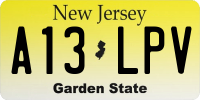 NJ license plate A13LPV