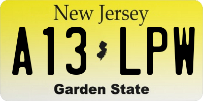 NJ license plate A13LPW