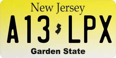 NJ license plate A13LPX