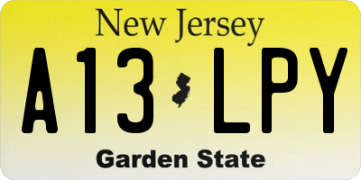 NJ license plate A13LPY
