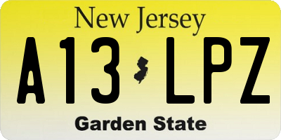 NJ license plate A13LPZ