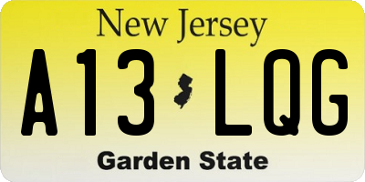 NJ license plate A13LQG
