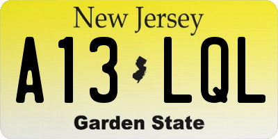 NJ license plate A13LQL